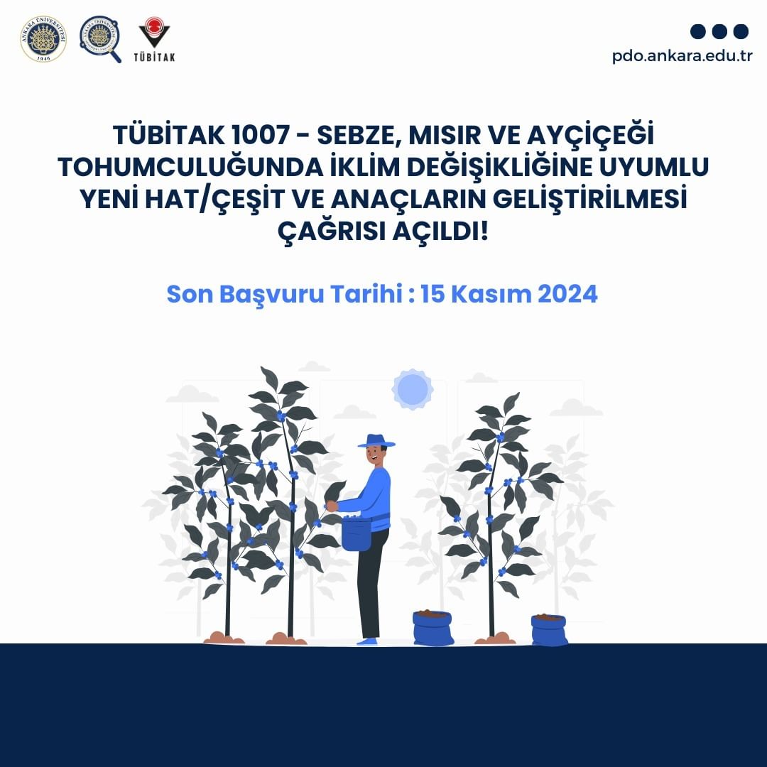 TÜBİTAK 1007 - Sebze, Mısır ve Ayçiçeği Tohumculuğunda İklim Değişikliğine Uyumlu Yeni Hat/Çeşit ve Anaçların Geliştirilmesi Çağrısı Açıldı!