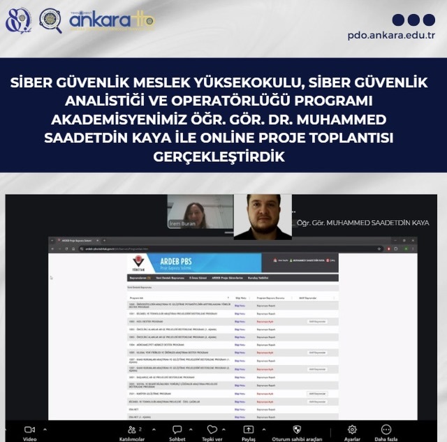 Siber Güvenlik Akademisyenimiz Öğr. Gör. Dr. Muhammed Saadettin Kaya ile Online Proje Toplantısı Gerçekleştirdik!